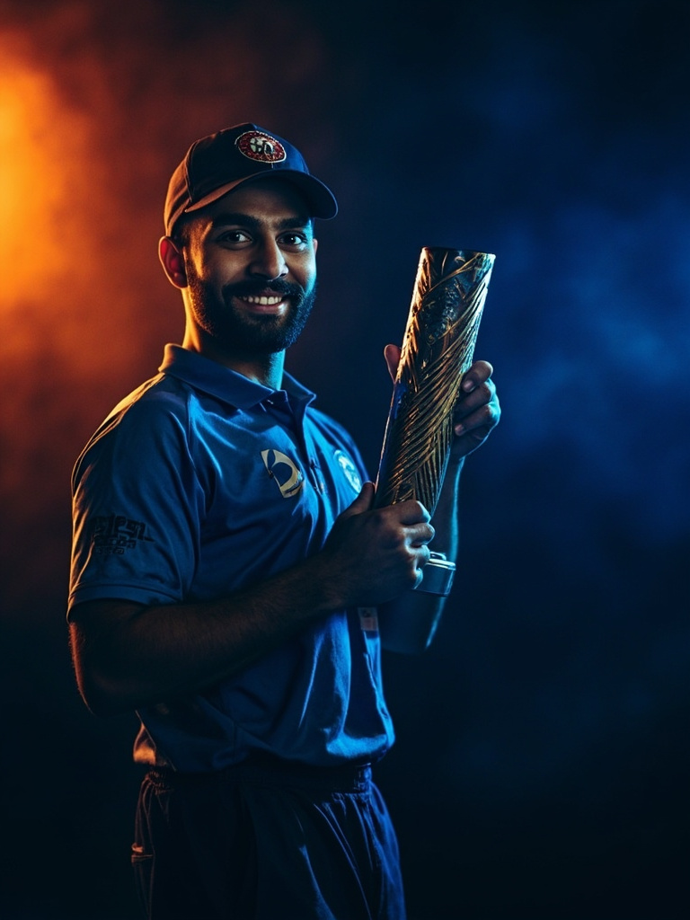 Cricket captain lifting IPL trophy for fantasy captain edge page