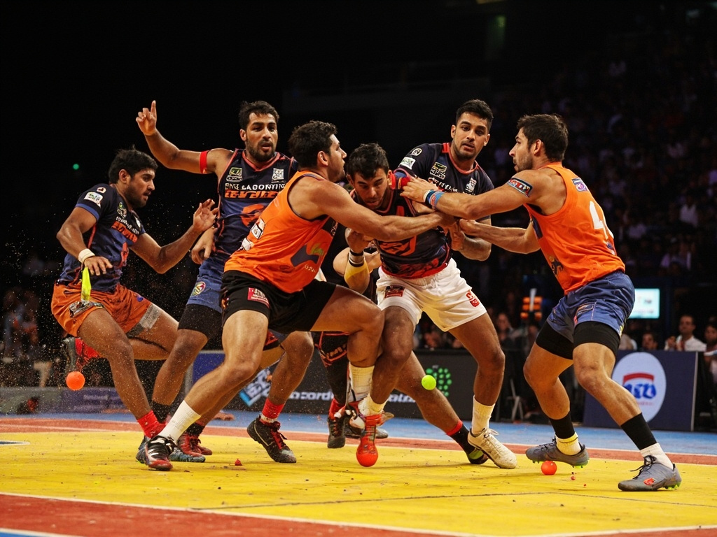 Pro Kabaddi League raid action